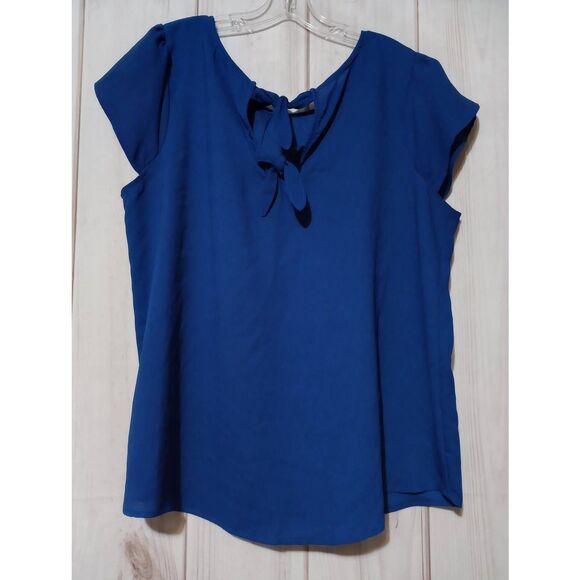 Torrid‎ Shirt Ladies 1x Blue Short Sleeve Flowy - Picture 2 of 7